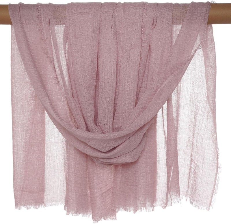 Nydotd Women Summer Cotton Linen Scarf Crinkle Long Beach Shawl Wrap hijab with Fringe - Image 4